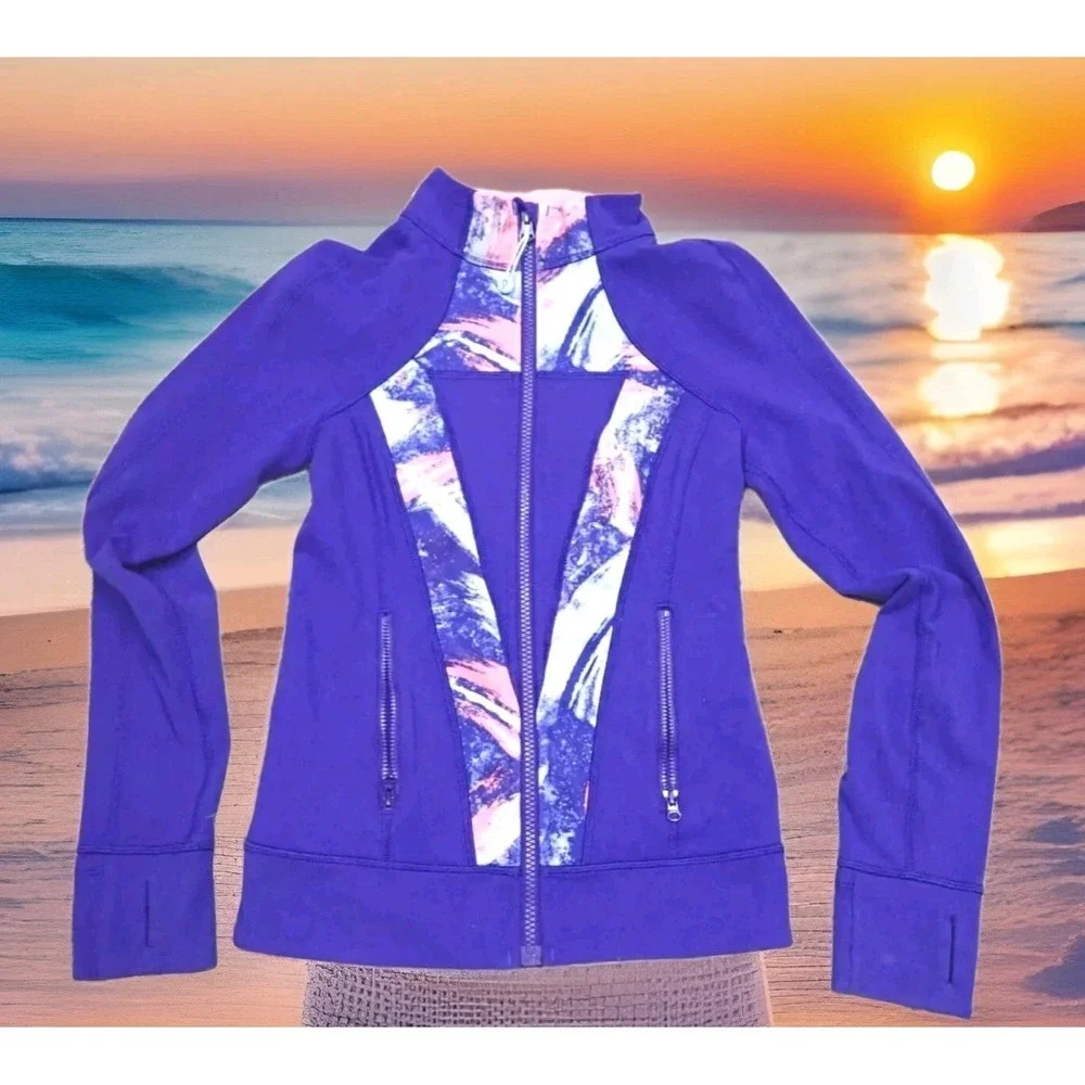 Ivivva Track Jacket Girls Size 12 Purple Excellent‎ Full Zip Thumbholes Athletic
